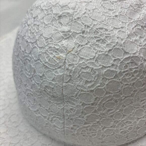 Disney Paris White Sun Hat Lace‎ Adult Wide Brim Mickey Paper Beachy Coastal main image 16